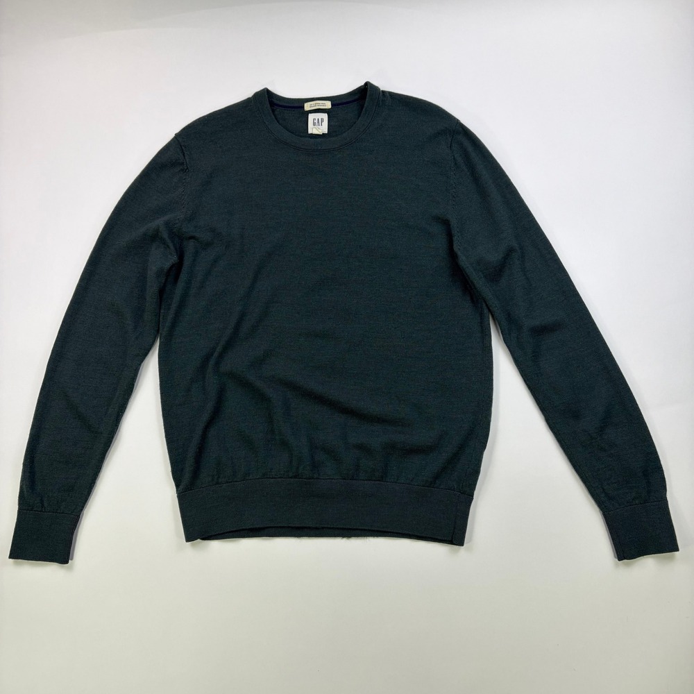 Gap Merino Crew Sweater Mens Small Hunter Green Extra Fine Wool Pullover